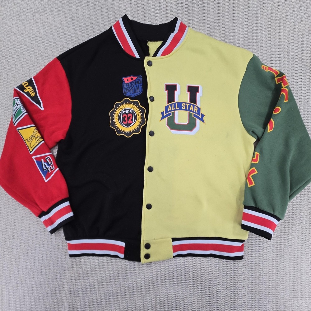 Blush Man Varsity Jacket Coat Mens Small Multicolor Colorblock All Star Graphic